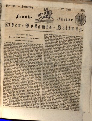 Frankfurter Ober-Post-Amts-Zeitung Donnerstag 27. Juni 1839