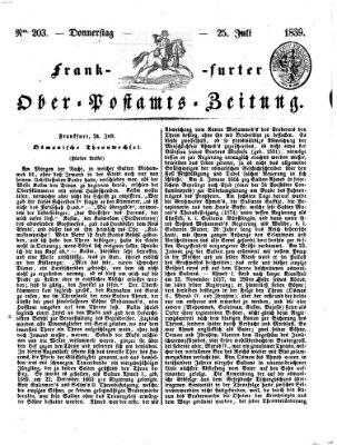 Frankfurter Ober-Post-Amts-Zeitung Donnerstag 25. Juli 1839