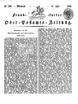 Frankfurter Ober-Post-Amts-Zeitung Mittwoch 31. Juli 1839