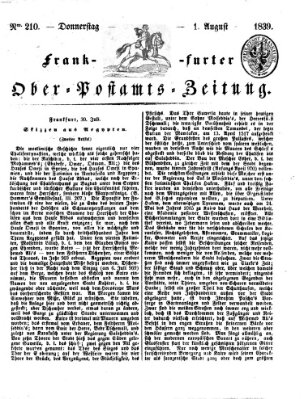 Frankfurter Ober-Post-Amts-Zeitung Donnerstag 1. August 1839