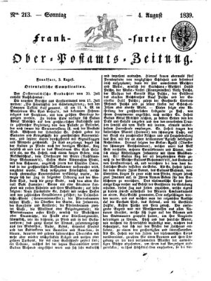 Frankfurter Ober-Post-Amts-Zeitung Sonntag 4. August 1839