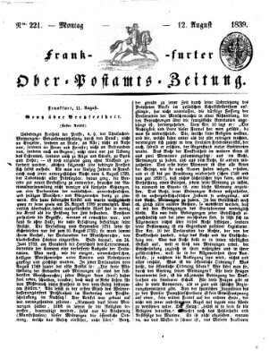 Frankfurter Ober-Post-Amts-Zeitung Montag 12. August 1839