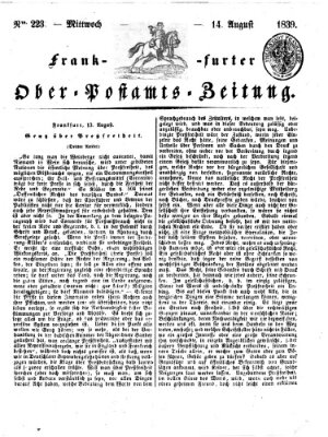 Frankfurter Ober-Post-Amts-Zeitung Mittwoch 14. August 1839