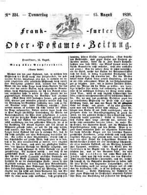 Frankfurter Ober-Post-Amts-Zeitung Donnerstag 15. August 1839