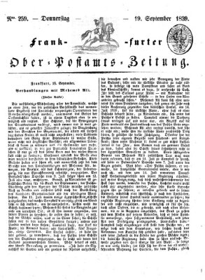 Frankfurter Ober-Post-Amts-Zeitung Donnerstag 19. September 1839