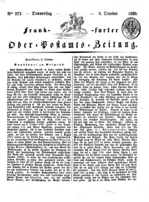 Frankfurter Ober-Post-Amts-Zeitung Donnerstag 3. Oktober 1839