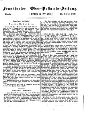 Frankfurter Ober-Post-Amts-Zeitung Samstag 19. Oktober 1839