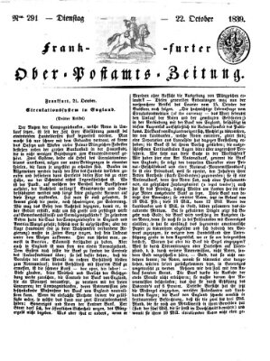 Frankfurter Ober-Post-Amts-Zeitung Dienstag 22. Oktober 1839