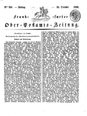 Frankfurter Ober-Post-Amts-Zeitung Freitag 25. Oktober 1839