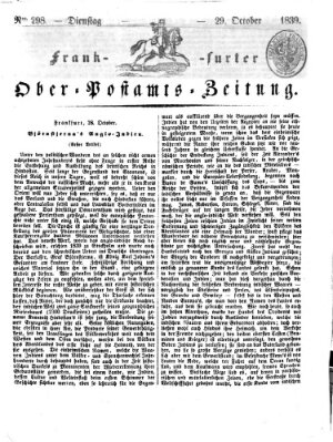 Frankfurter Ober-Post-Amts-Zeitung Dienstag 29. Oktober 1839