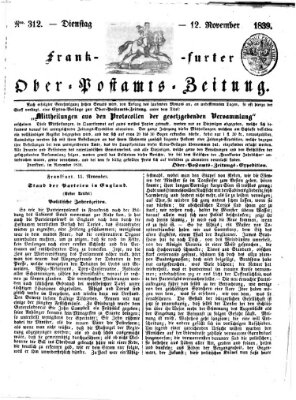 Frankfurter Ober-Post-Amts-Zeitung Dienstag 12. November 1839