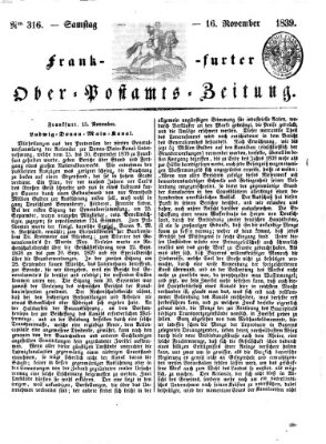 Frankfurter Ober-Post-Amts-Zeitung Samstag 16. November 1839