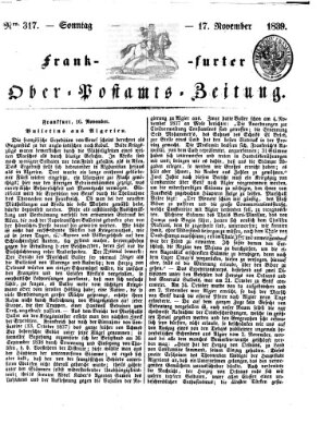 Frankfurter Ober-Post-Amts-Zeitung Sonntag 17. November 1839