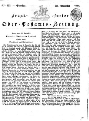 Frankfurter Ober-Post-Amts-Zeitung Samstag 23. November 1839