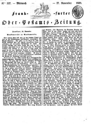 Frankfurter Ober-Post-Amts-Zeitung Mittwoch 27. November 1839