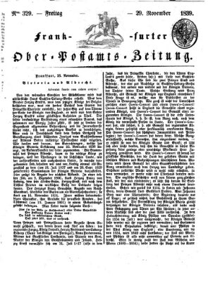 Frankfurter Ober-Post-Amts-Zeitung Freitag 29. November 1839