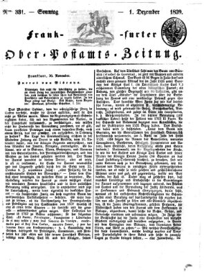 Frankfurter Ober-Post-Amts-Zeitung Sonntag 1. Dezember 1839