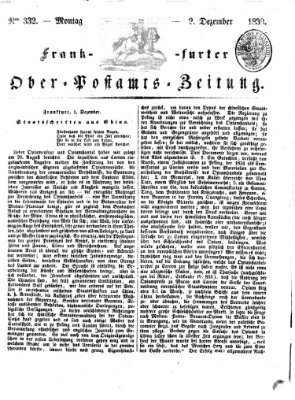 Frankfurter Ober-Post-Amts-Zeitung Montag 2. Dezember 1839