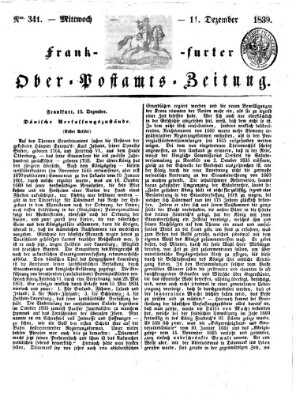 Frankfurter Ober-Post-Amts-Zeitung Mittwoch 11. Dezember 1839