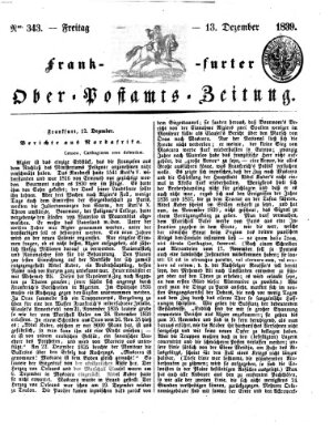 Frankfurter Ober-Post-Amts-Zeitung Freitag 13. Dezember 1839