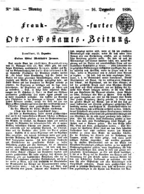 Frankfurter Ober-Post-Amts-Zeitung Montag 16. Dezember 1839