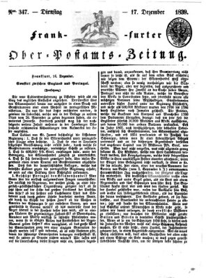 Frankfurter Ober-Post-Amts-Zeitung Dienstag 17. Dezember 1839