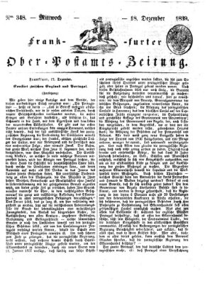 Frankfurter Ober-Post-Amts-Zeitung Mittwoch 18. Dezember 1839