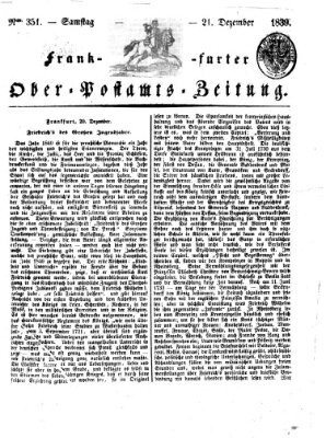 Frankfurter Ober-Post-Amts-Zeitung Samstag 21. Dezember 1839