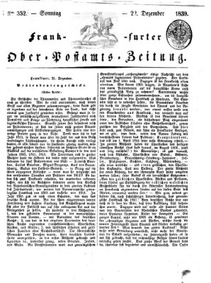 Frankfurter Ober-Post-Amts-Zeitung Sonntag 22. Dezember 1839