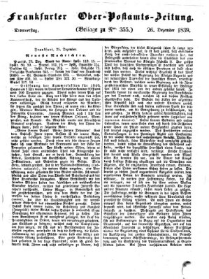 Frankfurter Ober-Post-Amts-Zeitung Donnerstag 26. Dezember 1839