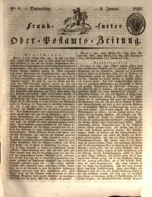 Frankfurter Ober-Post-Amts-Zeitung Donnerstag 9. Januar 1840