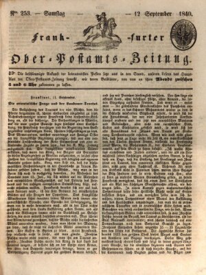 Frankfurter Ober-Post-Amts-Zeitung Samstag 12. September 1840