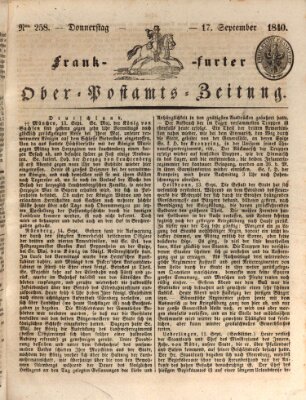 Frankfurter Ober-Post-Amts-Zeitung Donnerstag 17. September 1840