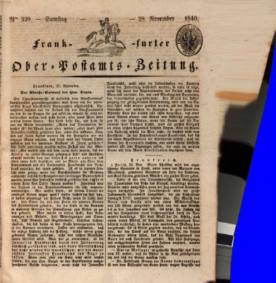 Frankfurter Ober-Post-Amts-Zeitung Samstag 28. November 1840