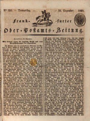 Frankfurter Ober-Post-Amts-Zeitung Donnerstag 24. Dezember 1840