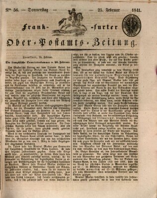 Frankfurter Ober-Post-Amts-Zeitung Donnerstag 25. Februar 1841