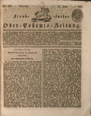 Frankfurter Ober-Post-Amts-Zeitung Sonntag 27. Juni 1841