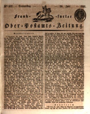 Frankfurter Ober-Post-Amts-Zeitung Donnerstag 29. Juli 1841