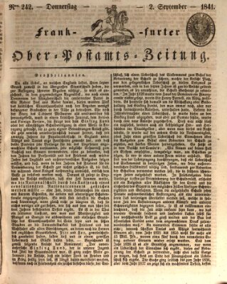 Frankfurter Ober-Post-Amts-Zeitung Donnerstag 2. September 1841