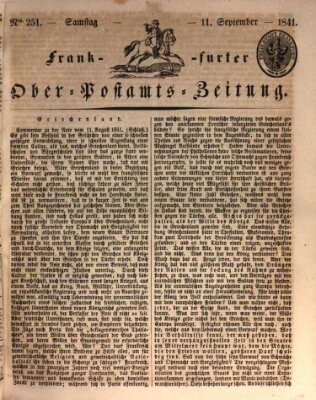 Frankfurter Ober-Post-Amts-Zeitung Samstag 11. September 1841