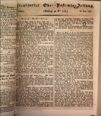 Frankfurter Ober-Post-Amts-Zeitung Freitag 22. April 1842