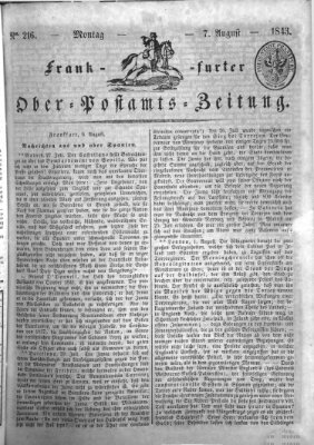 Frankfurter Ober-Post-Amts-Zeitung Montag 7. August 1843