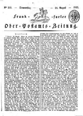 Frankfurter Ober-Post-Amts-Zeitung Donnerstag 24. August 1843