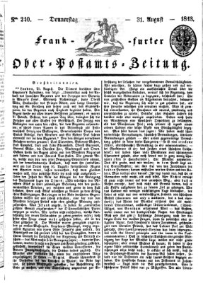 Frankfurter Ober-Post-Amts-Zeitung Donnerstag 31. August 1843