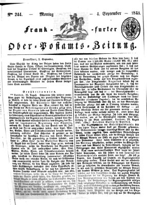 Frankfurter Ober-Post-Amts-Zeitung Montag 4. September 1843