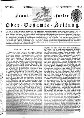 Frankfurter Ober-Post-Amts-Zeitung Sonntag 17. September 1843