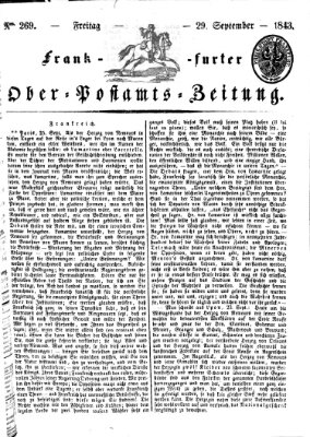 Frankfurter Ober-Post-Amts-Zeitung Freitag 29. September 1843