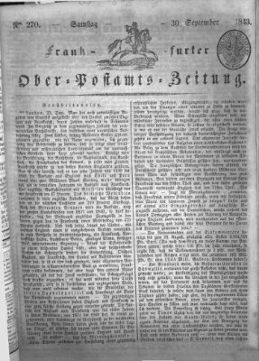 Frankfurter Ober-Post-Amts-Zeitung Samstag 30. September 1843