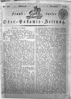 Frankfurter Ober-Post-Amts-Zeitung Mittwoch 1. November 1843