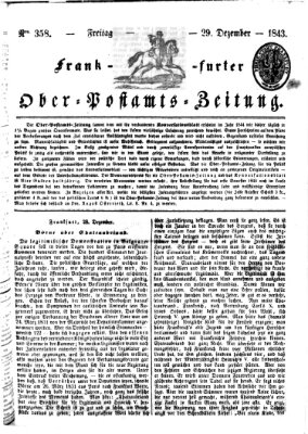 Frankfurter Ober-Post-Amts-Zeitung Freitag 29. Dezember 1843